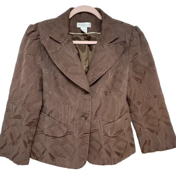 Worthington Women Brown Textured Blazer Jacket Vintage Style Size 10 Career - Picture 1 of 10